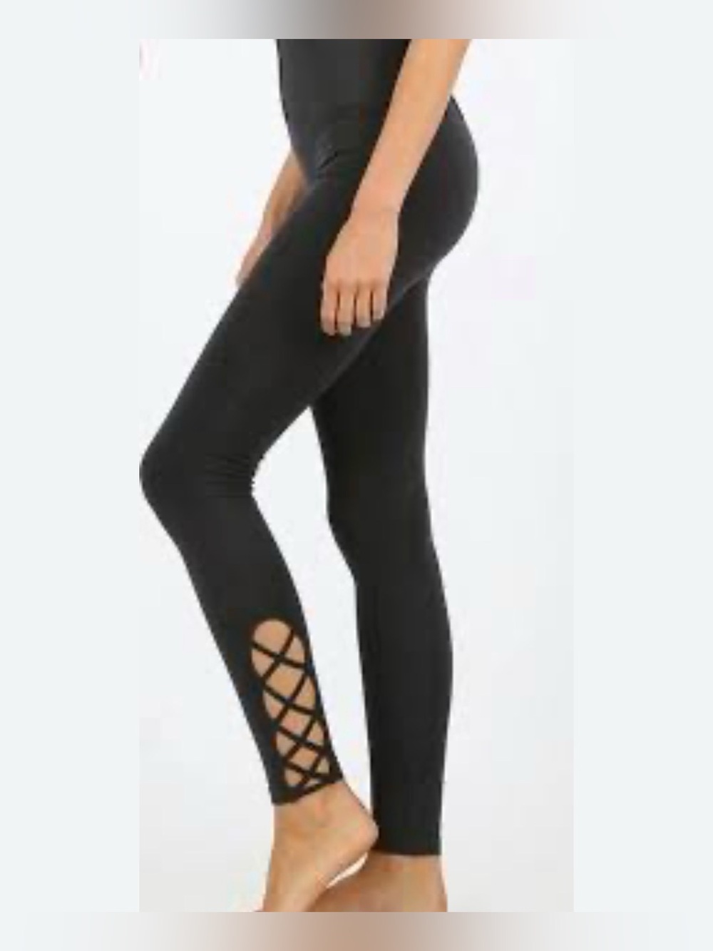 No Boundaries Black High-Rise Lattice Ankle Leggings - Size Small